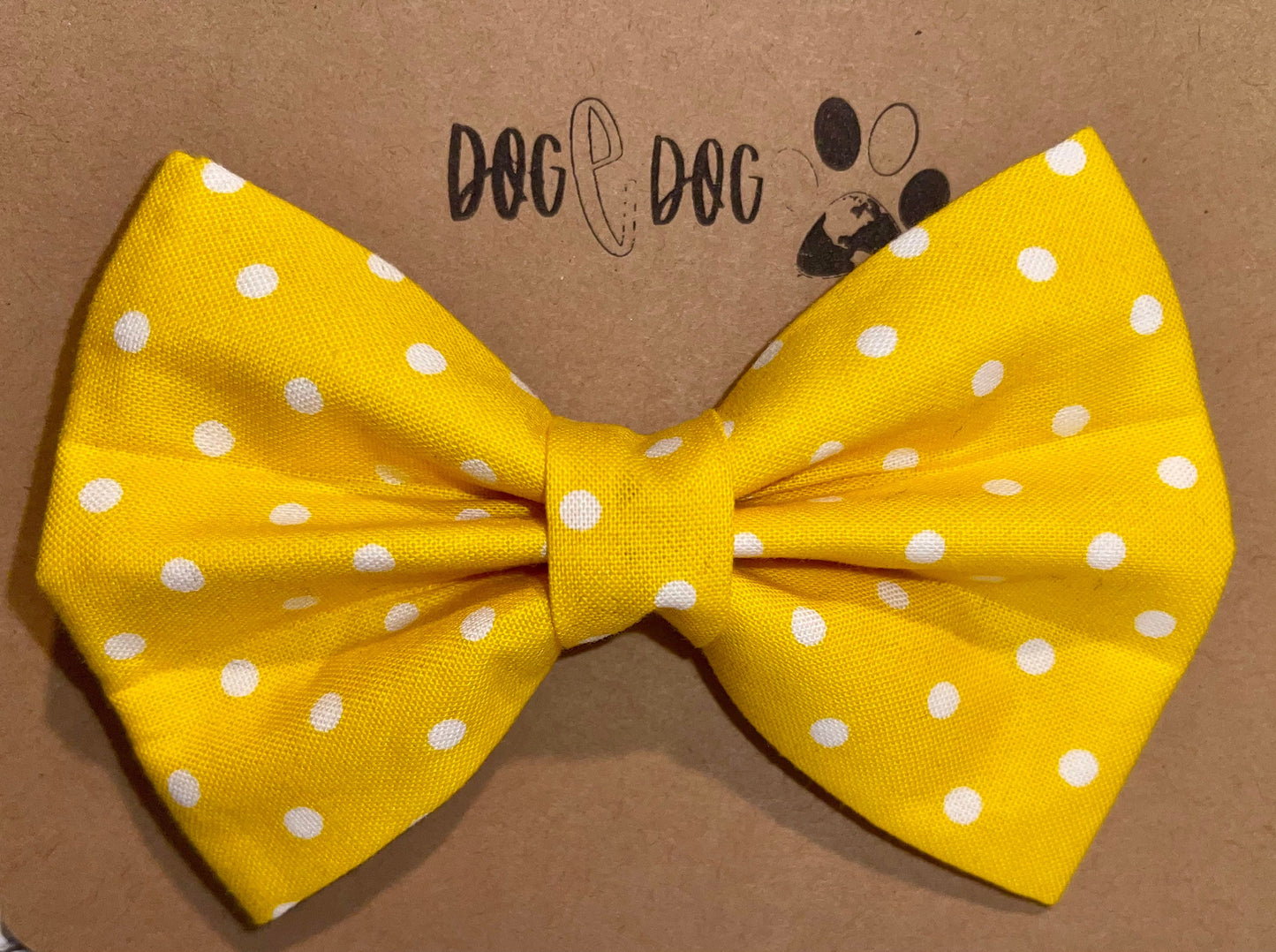 Yellow with white polka dots