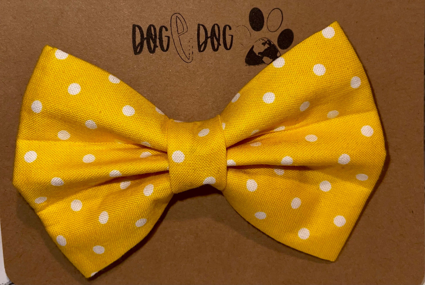Yellow with white polka dots