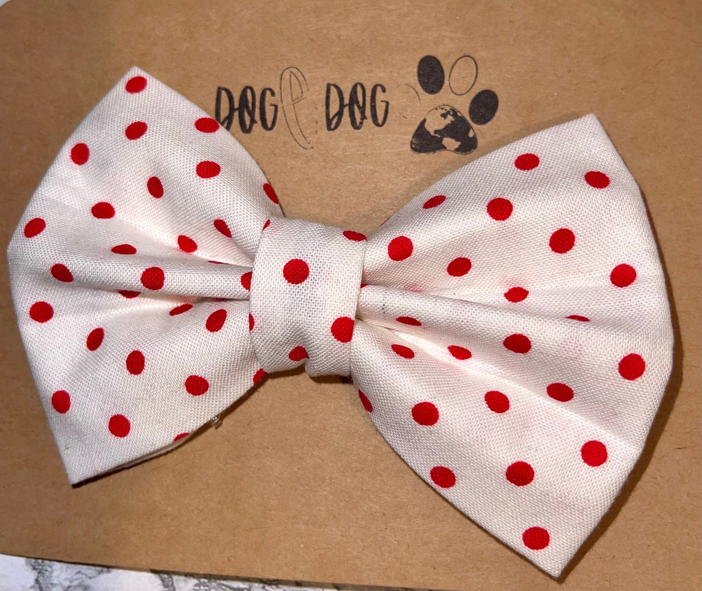 White with red polka dots