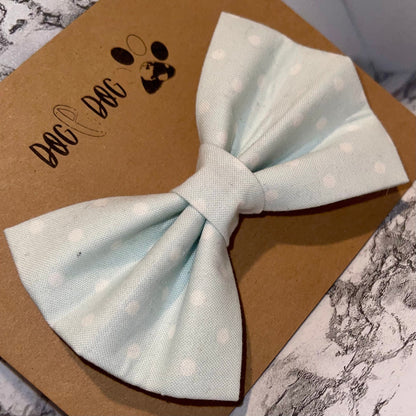 Light blue with white polka dots