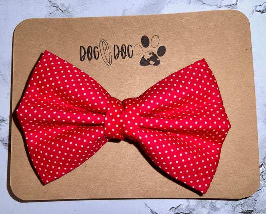 Red with mini white polka dots
