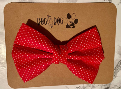 Red with mini white polka dots