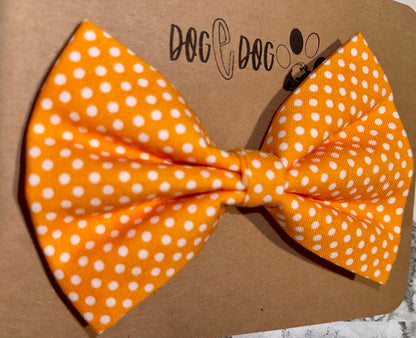 Orange with white polka dots