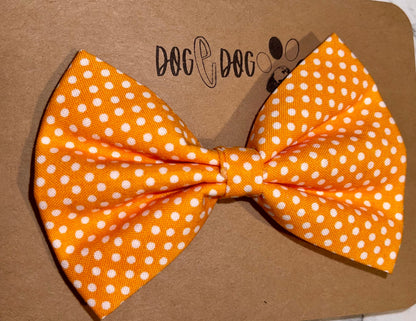 Orange with white polka dots