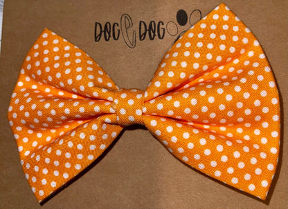 Orange with white polka dots