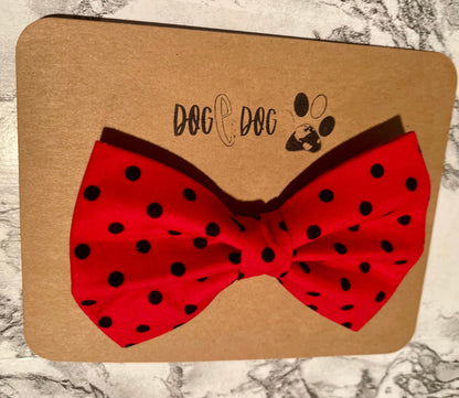 Red with black polka dots