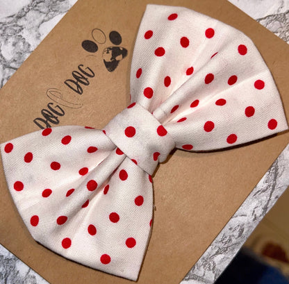White with red polka dots