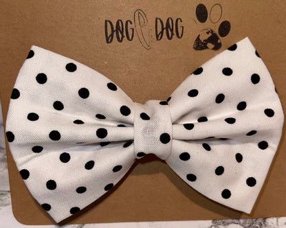 White with black polka dots