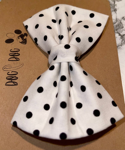 White with black polka dots