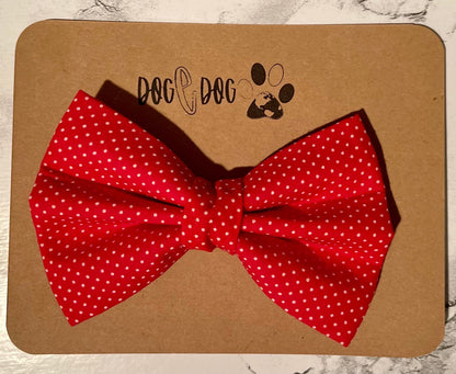 Red with mini white polka dots