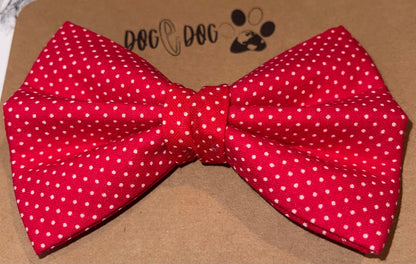 Red with mini white polka dots