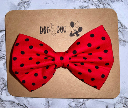 Red with black polka dots