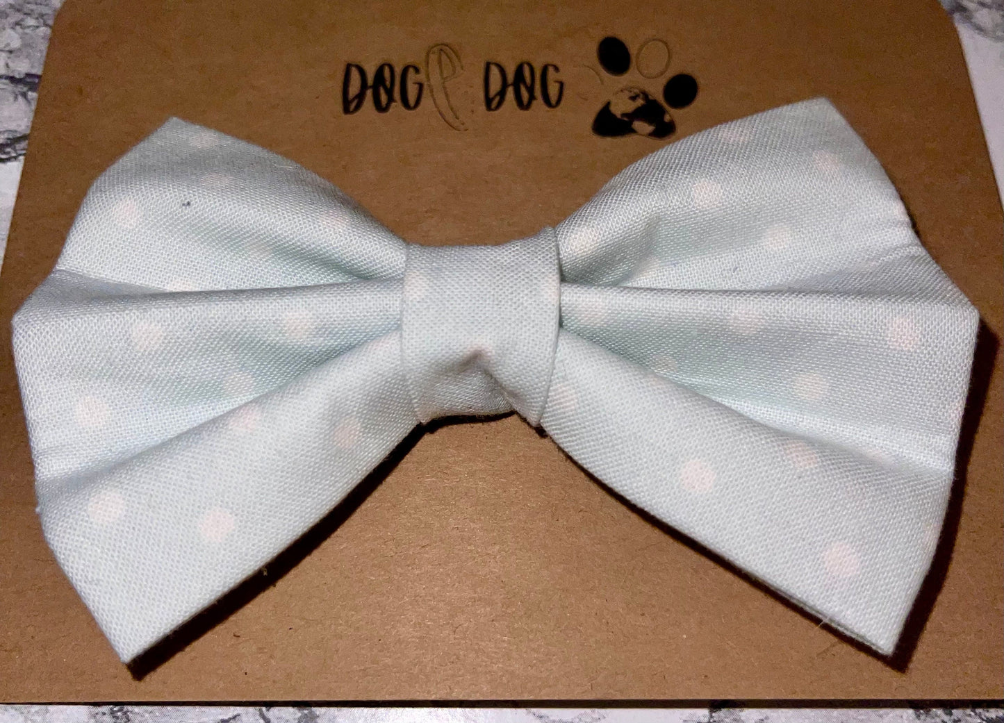 Light blue with white polka dots