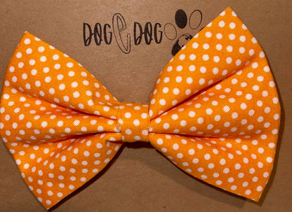 Orange with white polka dots