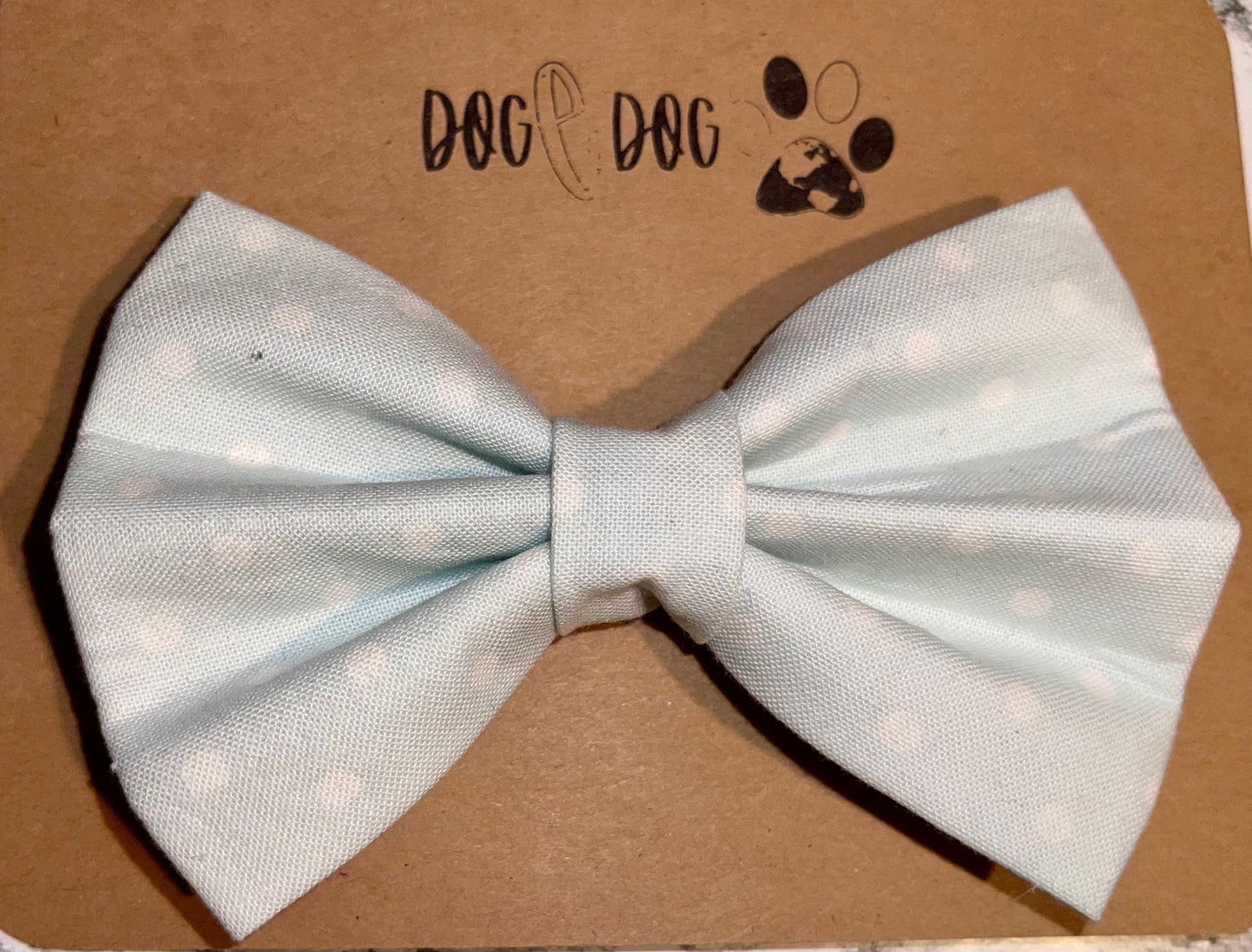 Light blue with white polka dots