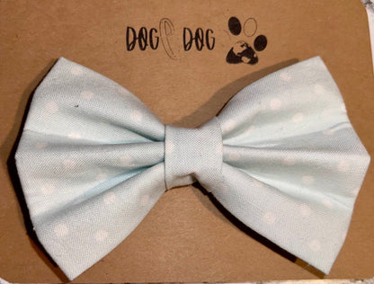 Light blue with white polka dots