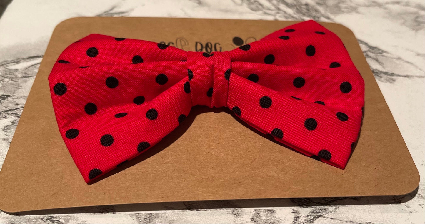 Red with black polka dots