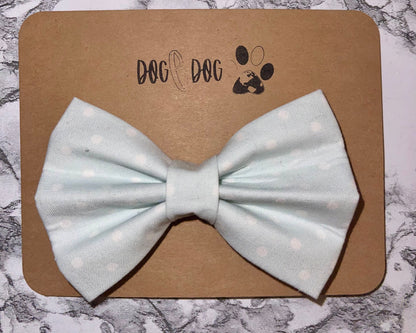 Light blue with white polka dots