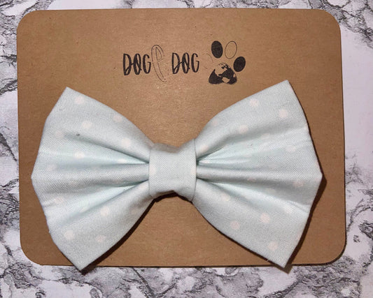 Light blue with white polka dots