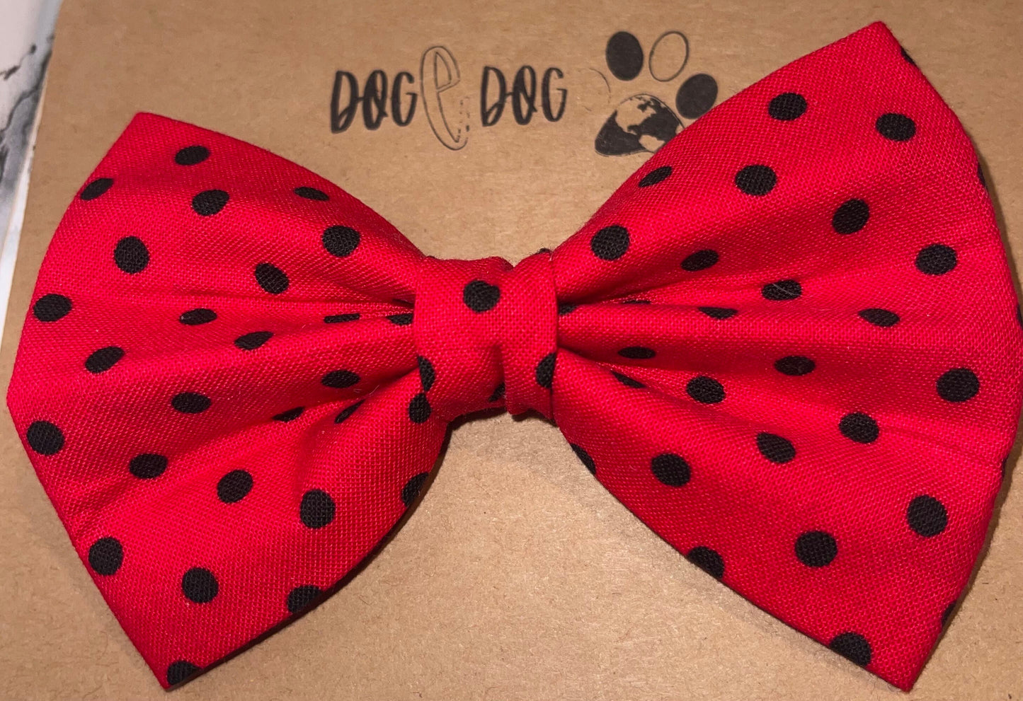 Red with black polka dots