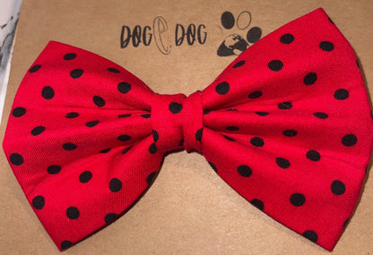 Red with black polka dots