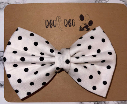White with black polka dots