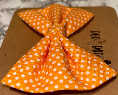 Orange with white polka dots