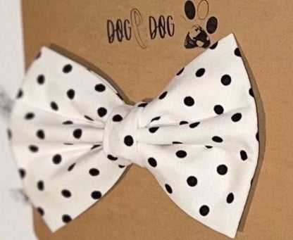 White with black polka dots