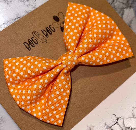 Orange with white polka dots