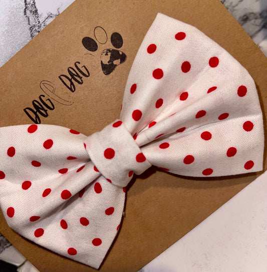 White with red polka dots